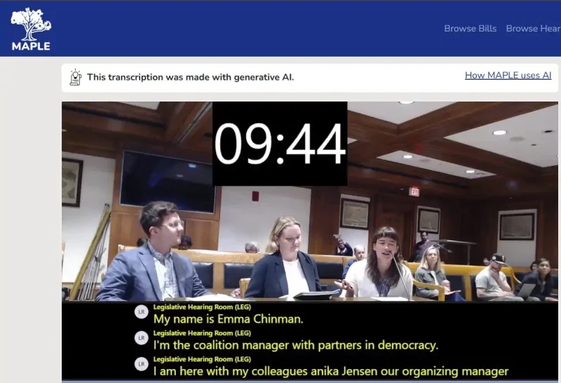 MAPLE Launches Free Legislative Hearing Transcripts